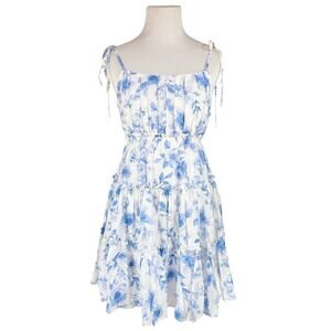 BLU PEPPER NWT Floral Ruffle Spaghetti Strap Back Tie Tiered Babydoll Dress Sz S